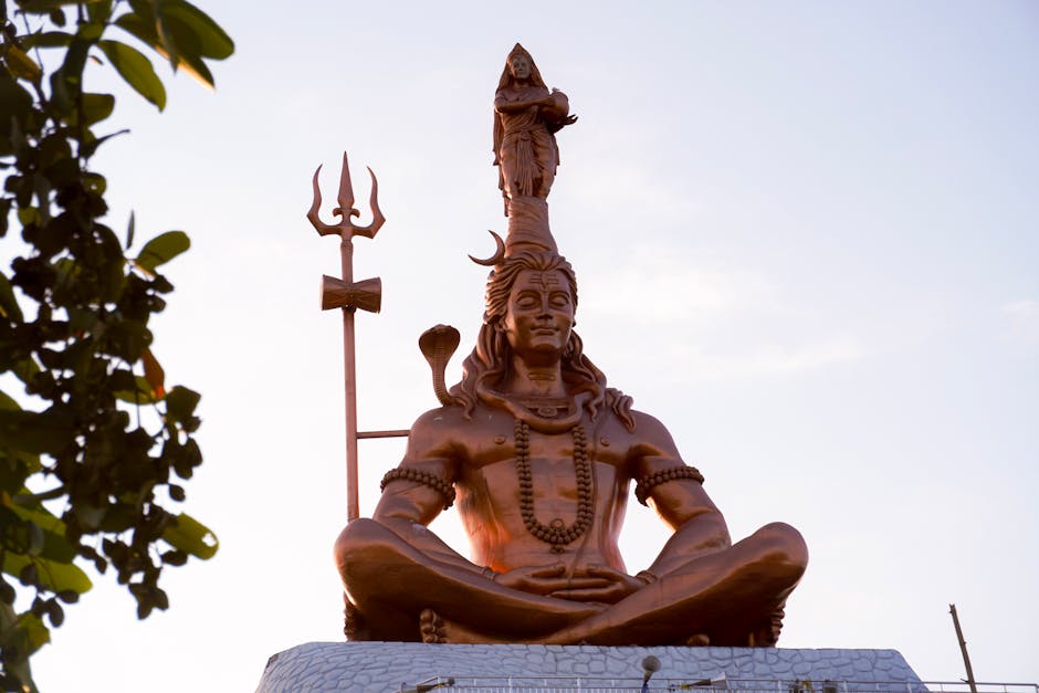 A striking statue of Lord Shiva under the open sky in Hajipur, India.