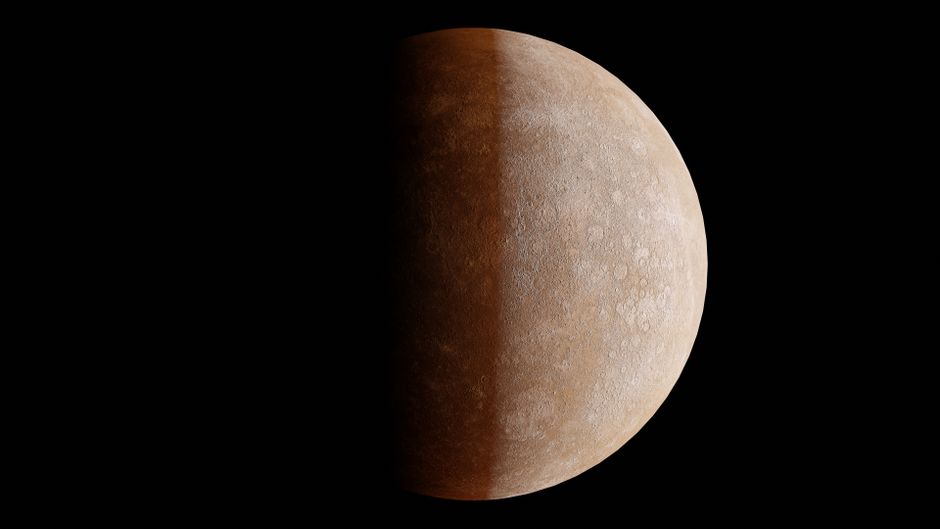 Detailed photo of Mercury's surface with visible craters against black space.