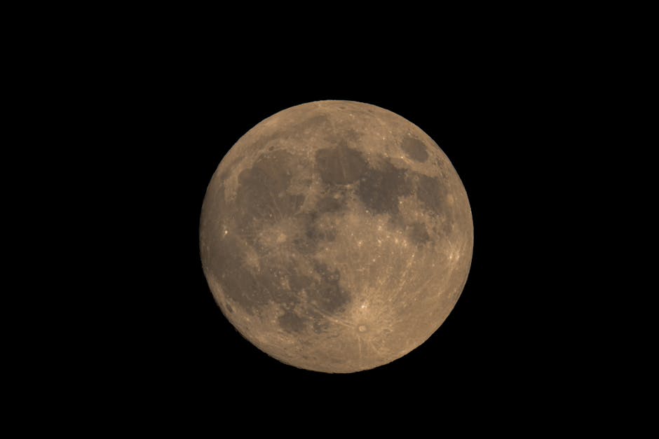 Beautiful full moon captured in the night sky in Darien, Connecticut.