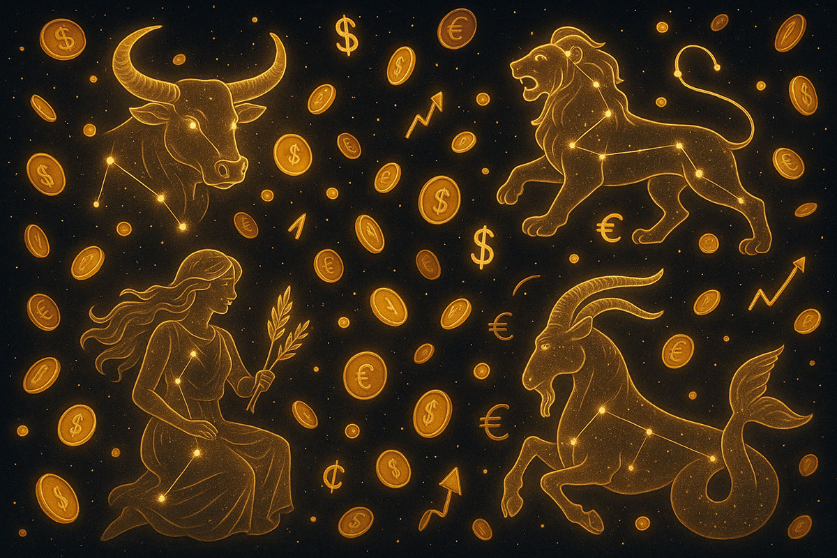 A top-down shot of gold coins spilling from a pot onto a rustic wooden table, symbolizing luck and prosperity.