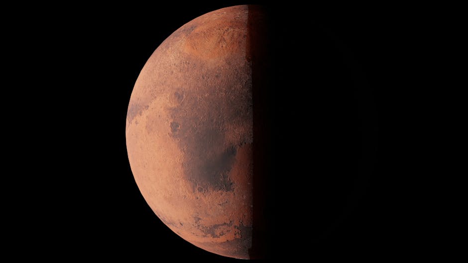 Stunning image of Mars half-illuminated against the blackness of space.