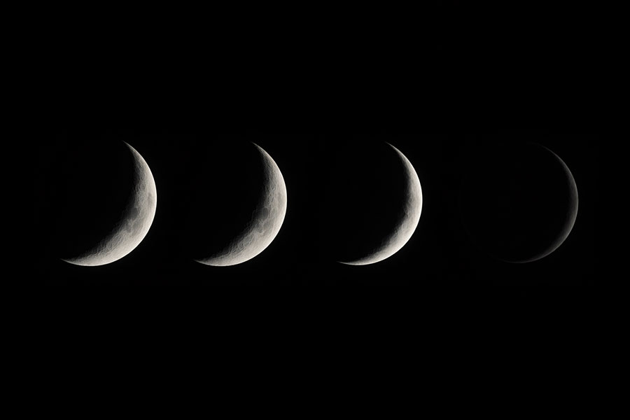 the phases of the moon from waning crescent to new moon
