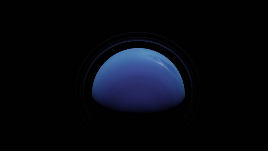 Captivating view of Neptune's deep blue hues against the black expanse of space.