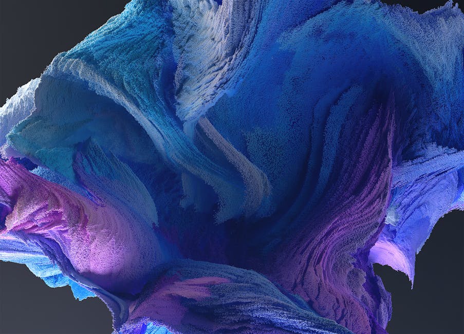 Vivid 3D abstract texture in blue, purple, and pink hues, showcasing creativity and dynamic art.