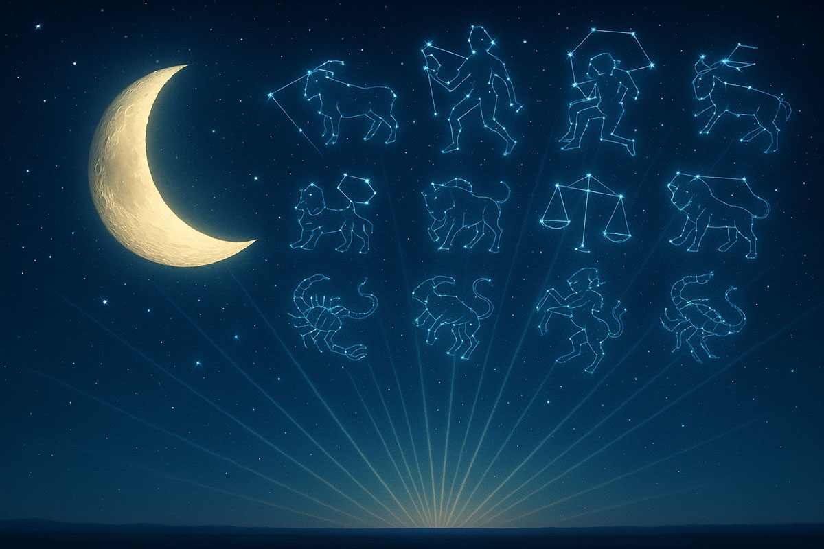 A person stands silhouetted under the starry Milky Way in a framed structure.