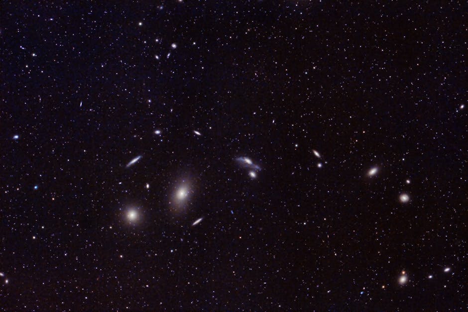 Captivating image of distant galaxies and star clusters in the vast universe. Perfect for astronomy enthusiasts.