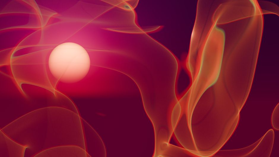 A mesmerizing abstract image with glowing waves and a soft light orb on a vibrant background.