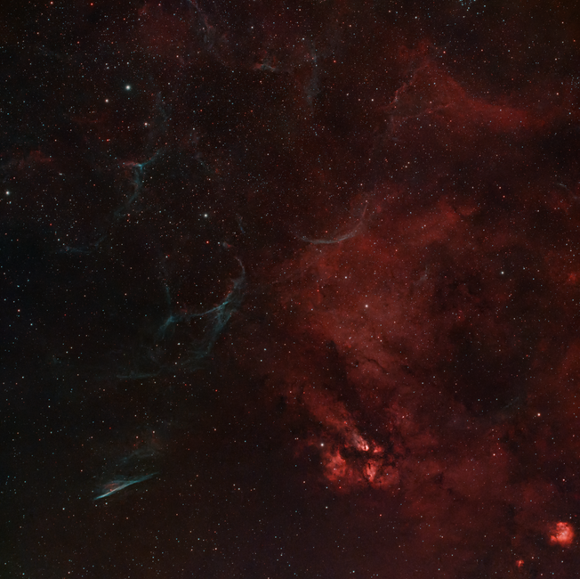 Captivating red nebula and star field captured in São Pedro de Alcântara, Brazil.